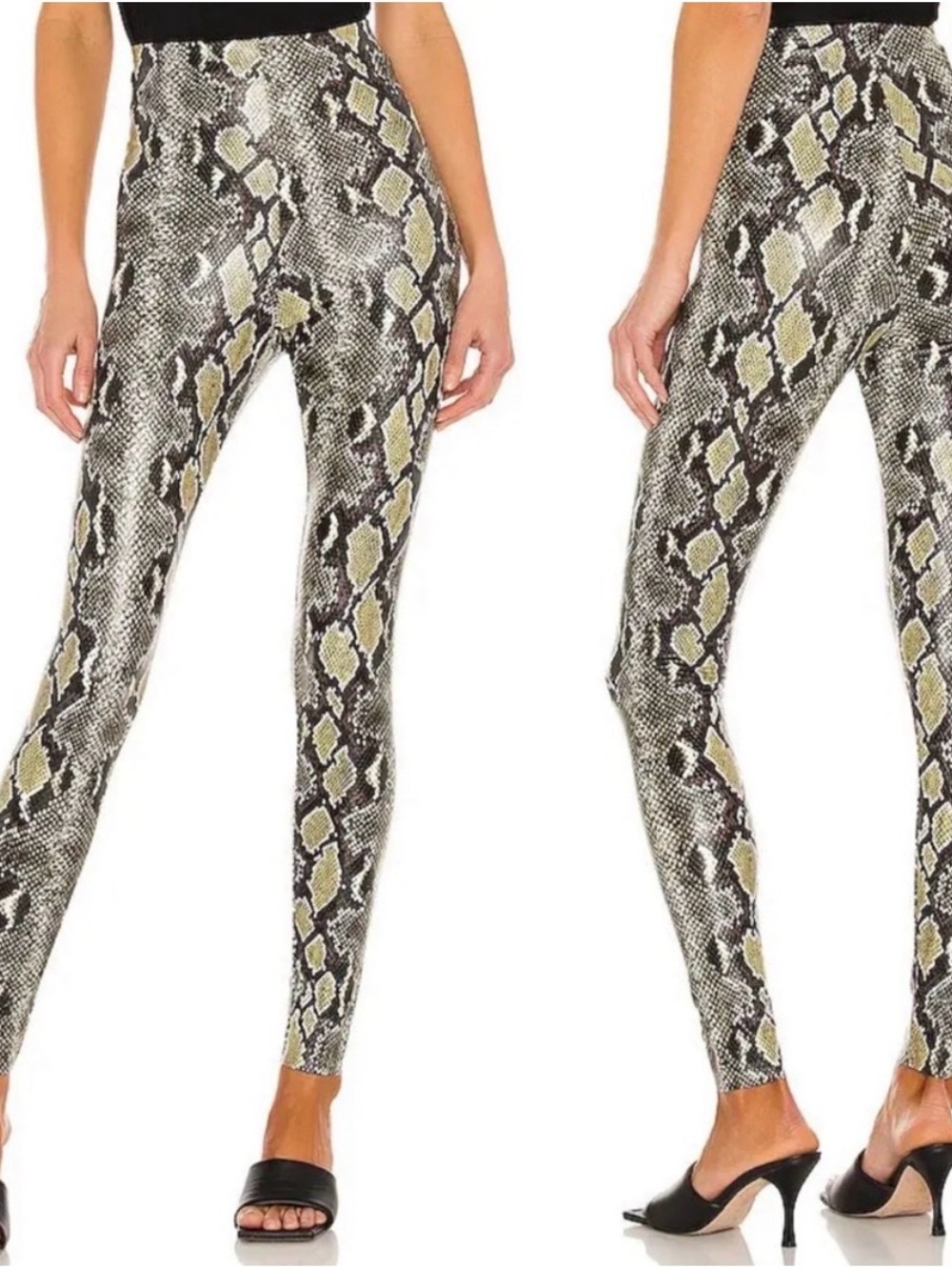 NWT Commando Snake-Print High-Rise Leggings in Black & Olive-Grey
